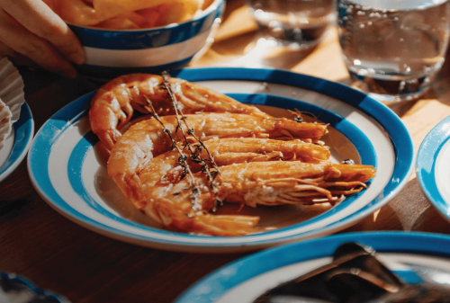 Shrimp representing seafood products that move through the cold chain