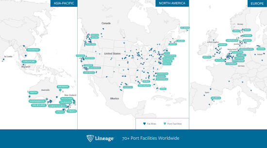 With 220 port-centric warehouses located near major ports around the world, Lineage has the global scale and integrated network needed for import/export food shippers to succeed.