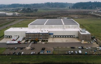 an aerial view of Lineage's cold storage warehouse in Salem Oregon