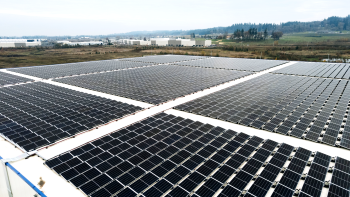 Solar panels on a rooftop