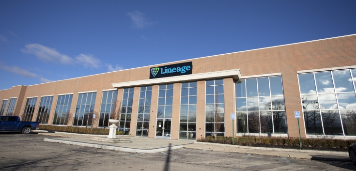 Exterior photo of Lineage's Novi, MI headquarters