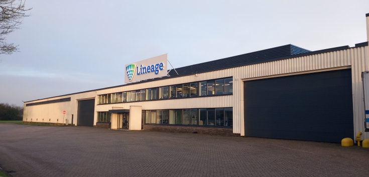 Exterior of Lineage’s Gameren cold storage facility in the Netherlands with freight forwarding and customs brokerage capabilities.