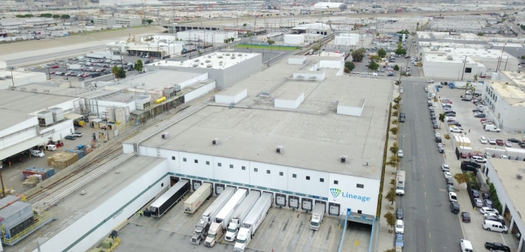 Lineage Vernon 2 cold storage warehouse with branded signage