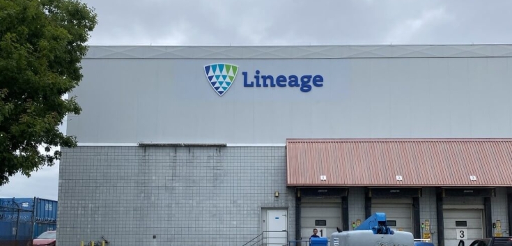Exterior of Lineage’s cold storage warehouse in Surrey, British Columbia