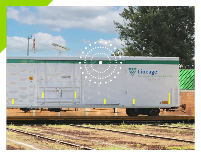 Imagen de un vagón con control de temperatura en una de las instalaciones de Lineage en las Grandes Llanuras de EE. UU.