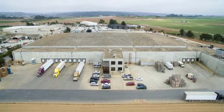 Aerial photo of Lineage's Hilltop facility in Moss Landing, CA