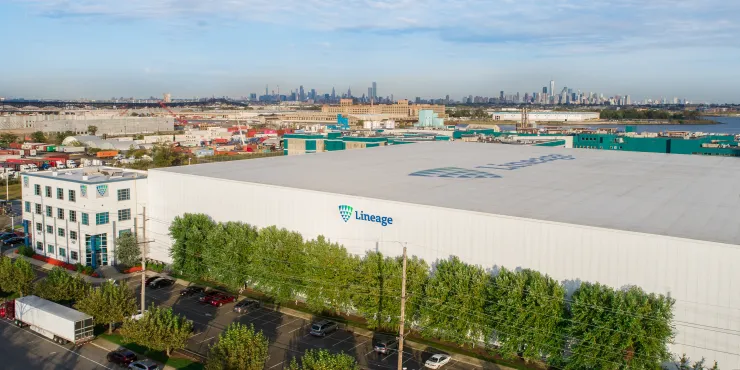 Lineage Newark drone photo with New York City in the background