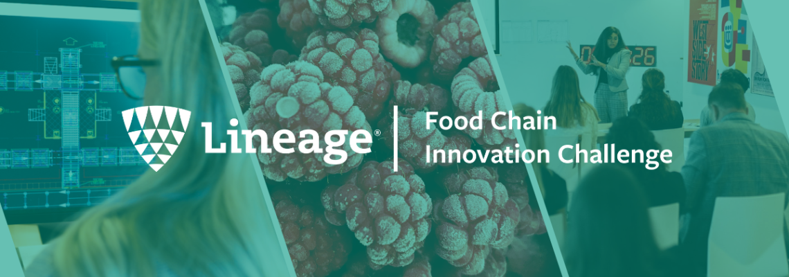 A collage image with Food Chain Innovation Challenge logo