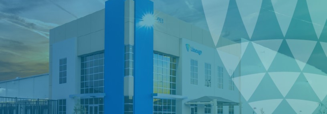 Lineage Logo with building in background.