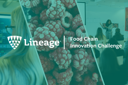 A collage image with Food Chain Innovation Challenge logo