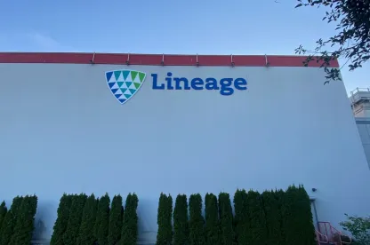 Außenansicht des Kühlhauses Lineagein Abbotsford, British Columbia