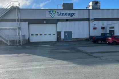 Exterior of Lineage cold storage warehouse in Dartmouth, Nova Scotia