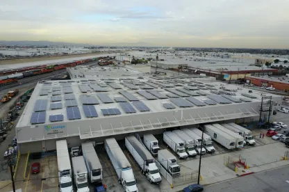 Front exterior of Lineage’s Vernon 4 warehouse near the Port of LA