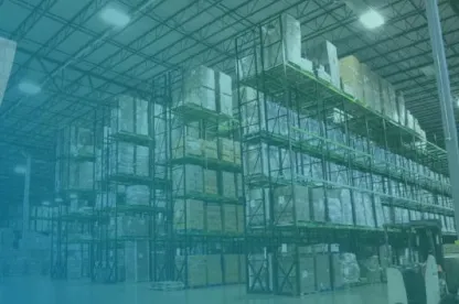 Lineage Logo with warehouse in background